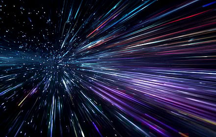 Colorful Warp Speed Light Streaks Space'