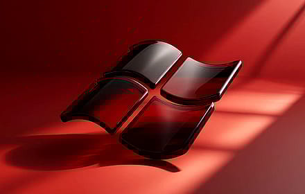 Windows 11 Red Glass Logo Abstract'