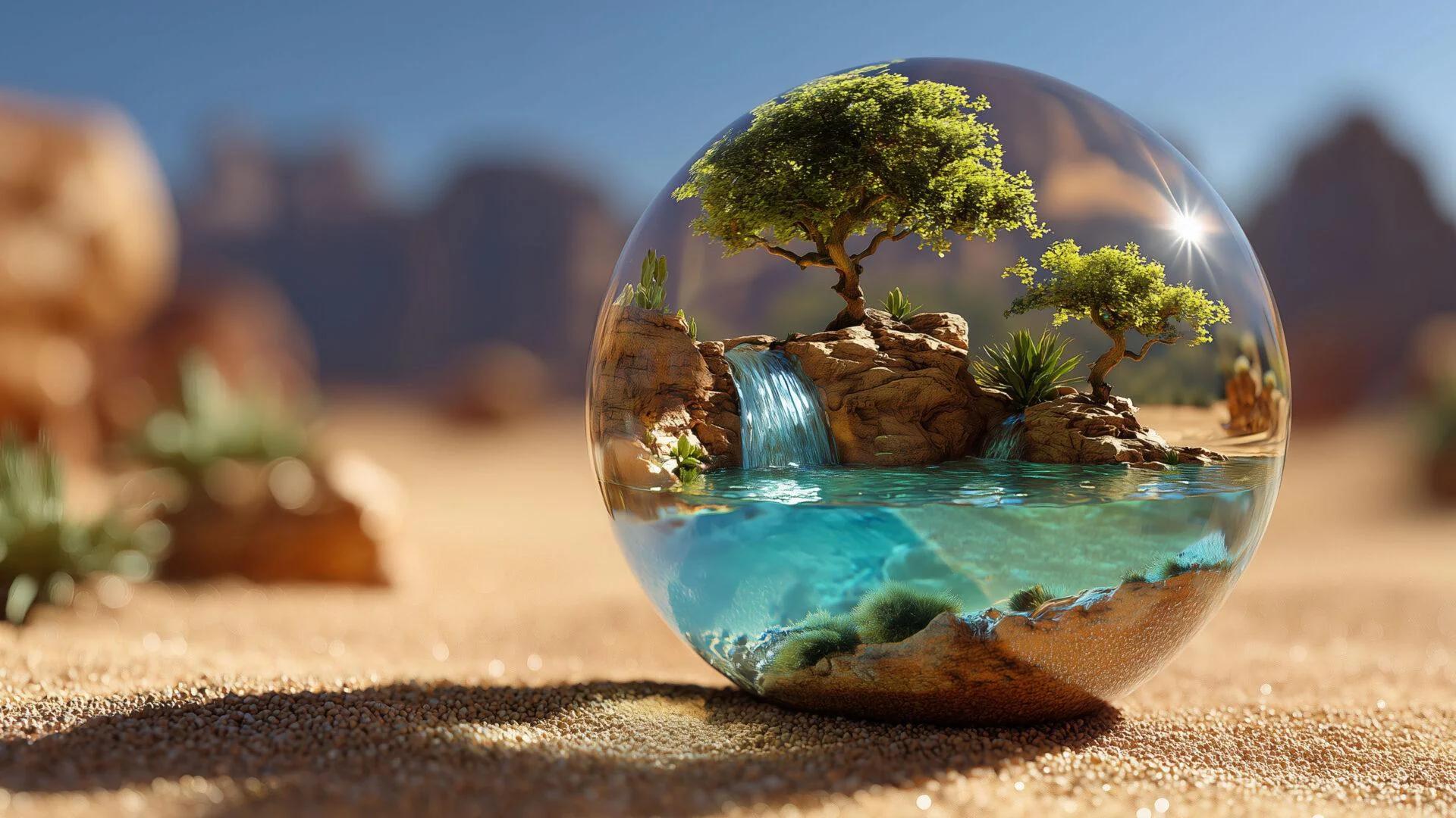 Desert Oasis In Glass Sphere picture 1 of 1