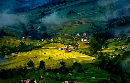 Rolling Hills and Towns by N Kayurova'
