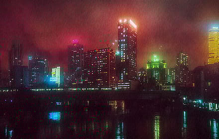Downtown Manila during a stormy night by @led.noir.manila'