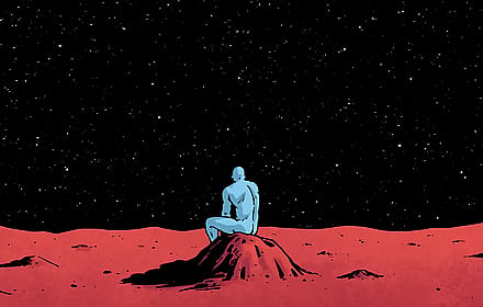 AI upscaled Dr. Manhattan. Replaced starfield from the original due to image quality loss. High res in comments.'