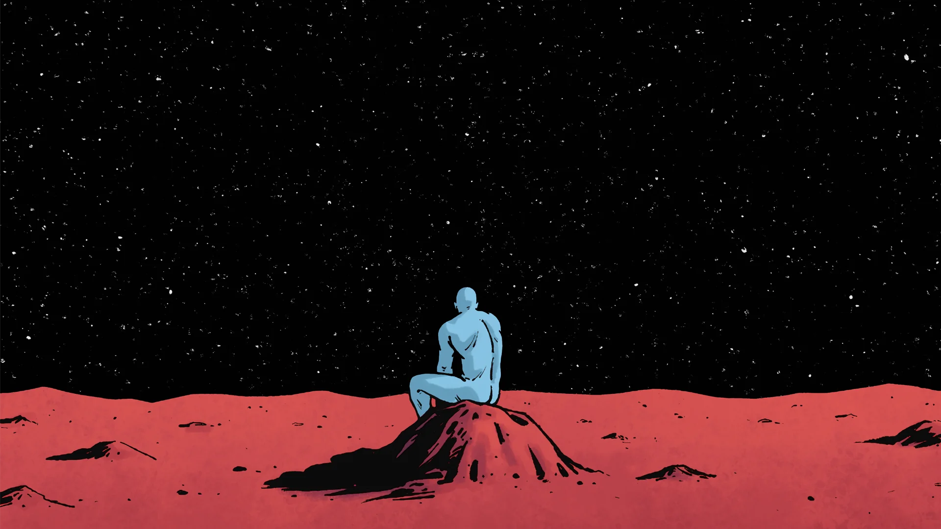 AI upscaled Dr. Manhattan. Replaced starfield from the original due to image quality loss. High res in comments. picture 1 of 1