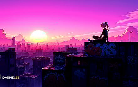 Purple Sunset Urban City 4K'