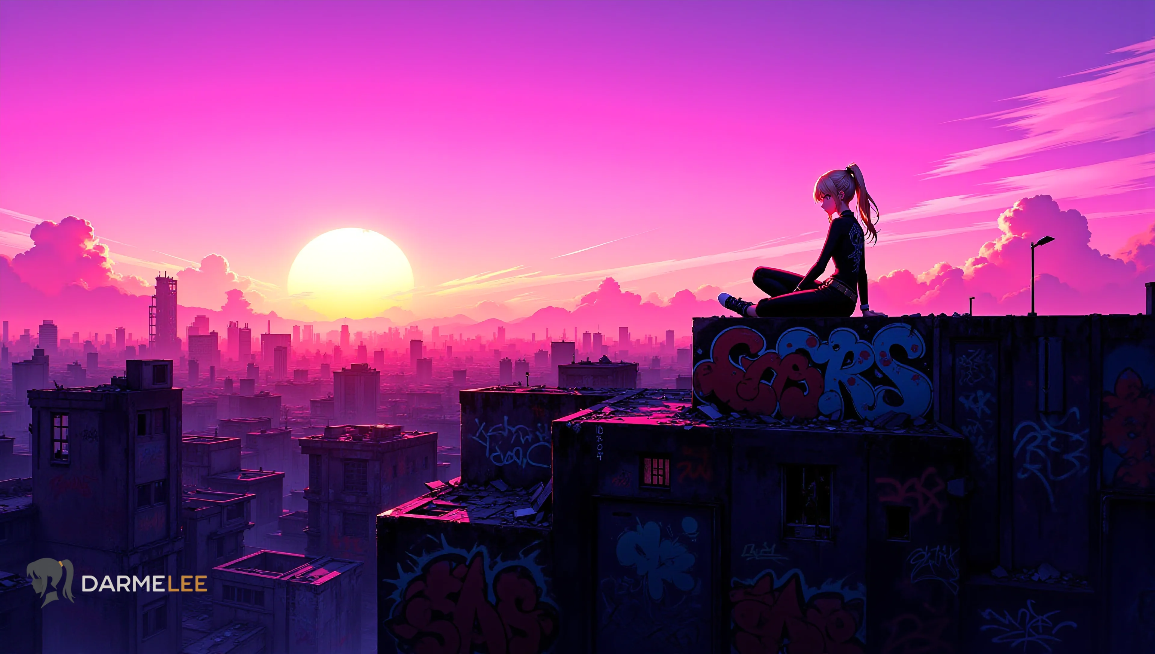 Purple Sunset Urban City 4K picture 1 of 1