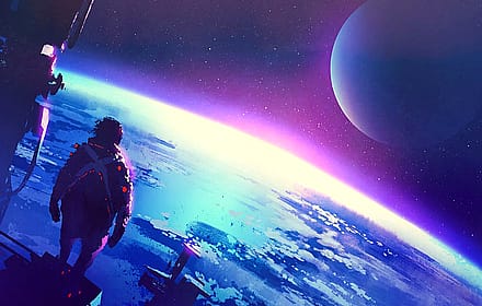 Man on the edge of Earth by Tithi Luadthong'