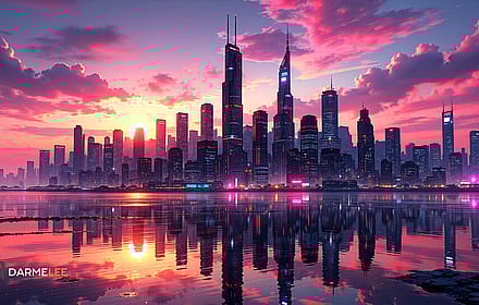 4K Wallpaper - Cityscape at sunset'