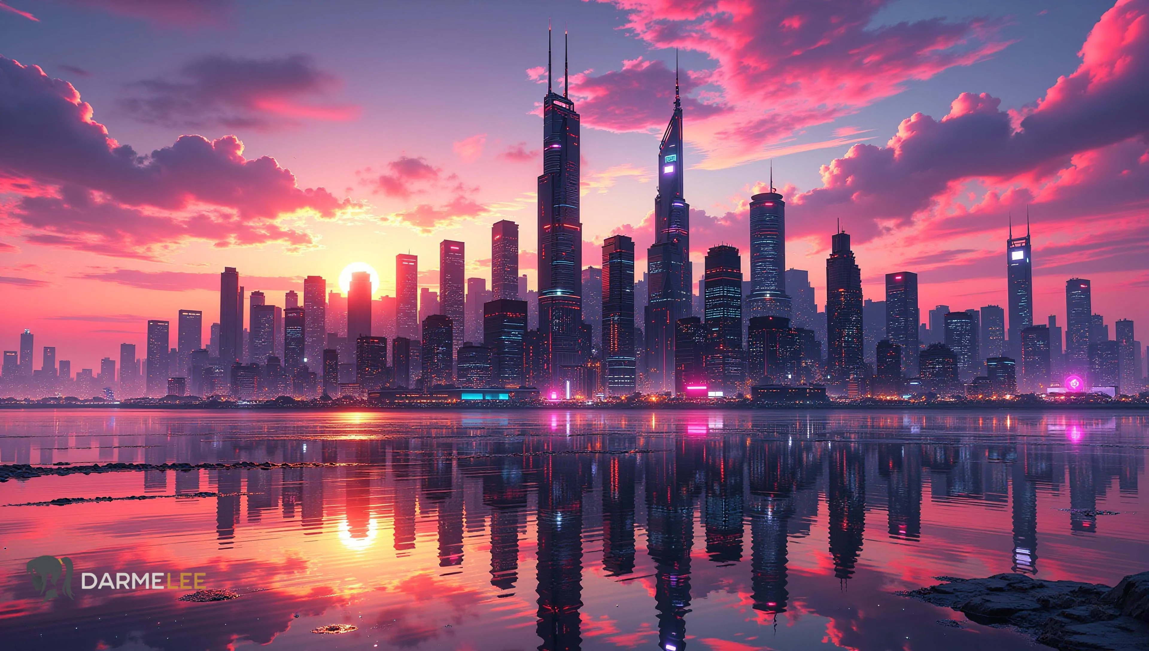 4K Wallpaper - Cityscape at sunset picture 1 of 1