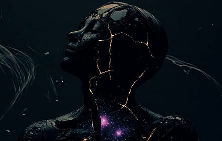 Dark Cracked Human Figure Cosmic Galaxy'