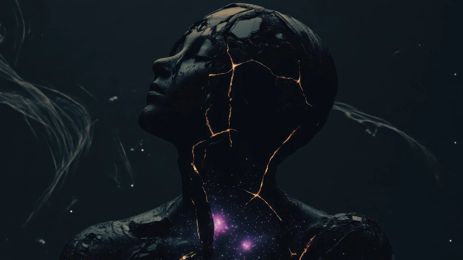 Dark Cracked Human Figure Cosmic Galaxy picture 1 of 1