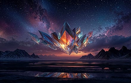 Floating Crystal Galaxy Night Sky Reflection'