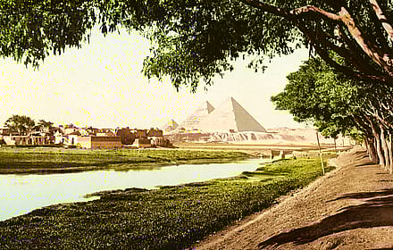 Kairo, les pyramides depuis la route, 1890'