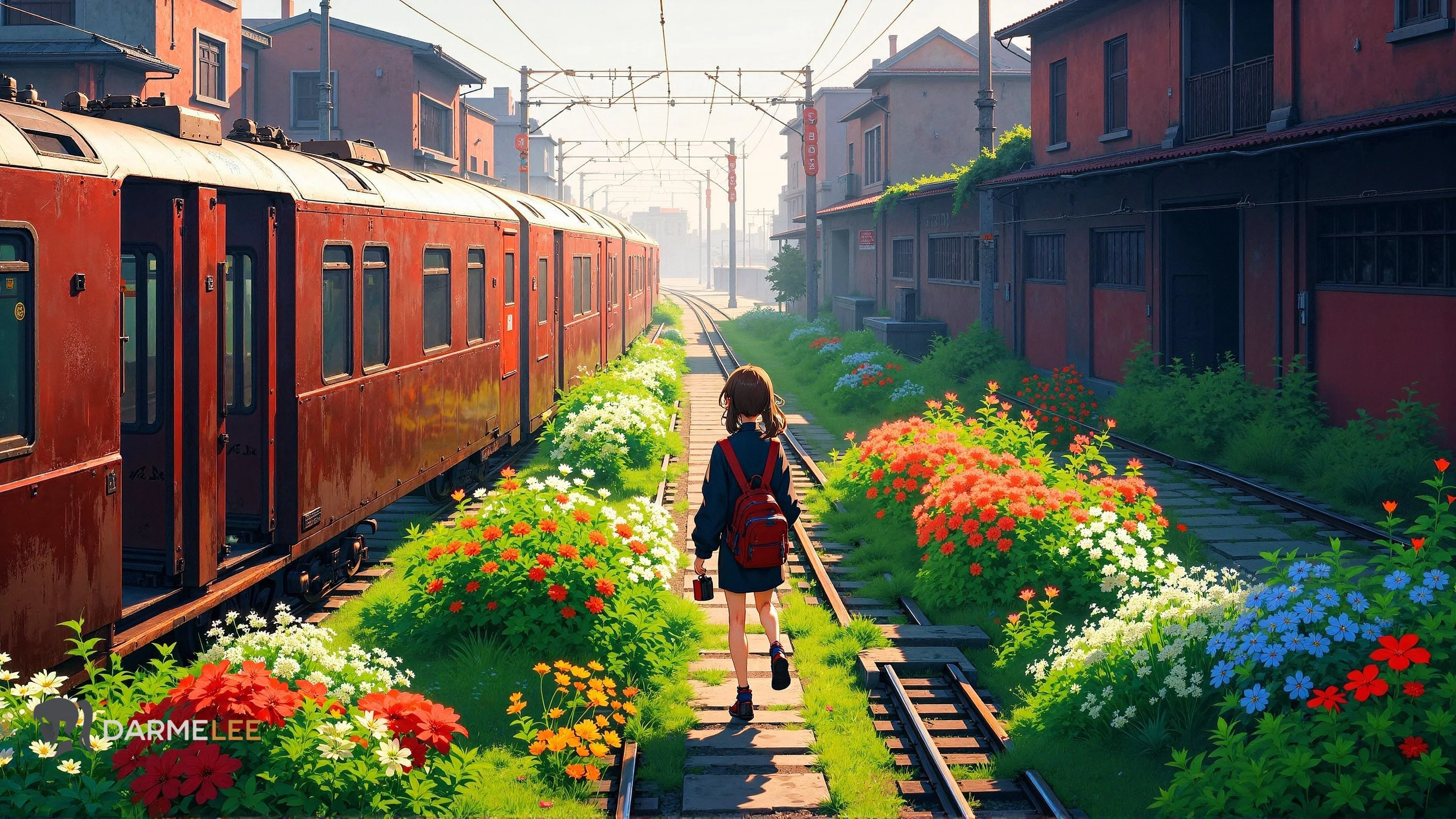 Darmelee Wallpaper - Flowers and Train 4K picture 1 of 1