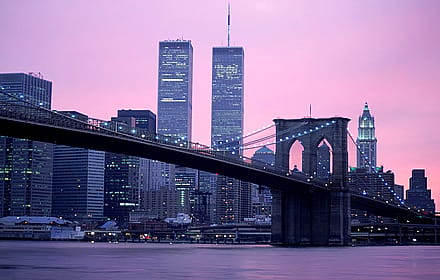 Brooklyn Bridge in Purples, NYC by Barry Winiker'