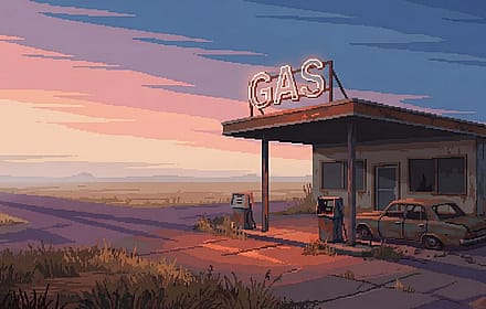 Empty Gas station - pixel World'