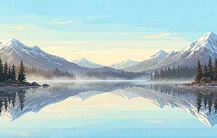 Calm Mountain Lake Reflection – Pixel World'