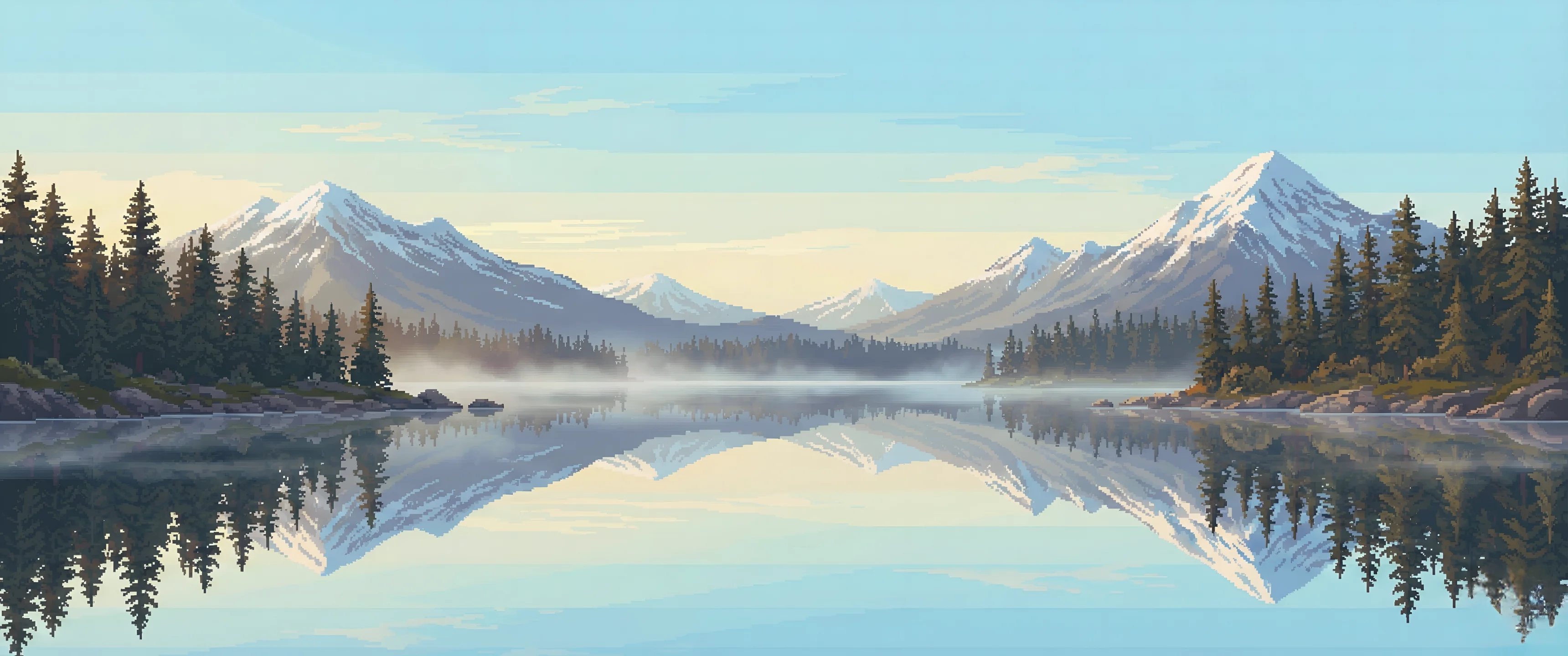 Calm Mountain Lake Reflection – Pixel World picture 1 of 1