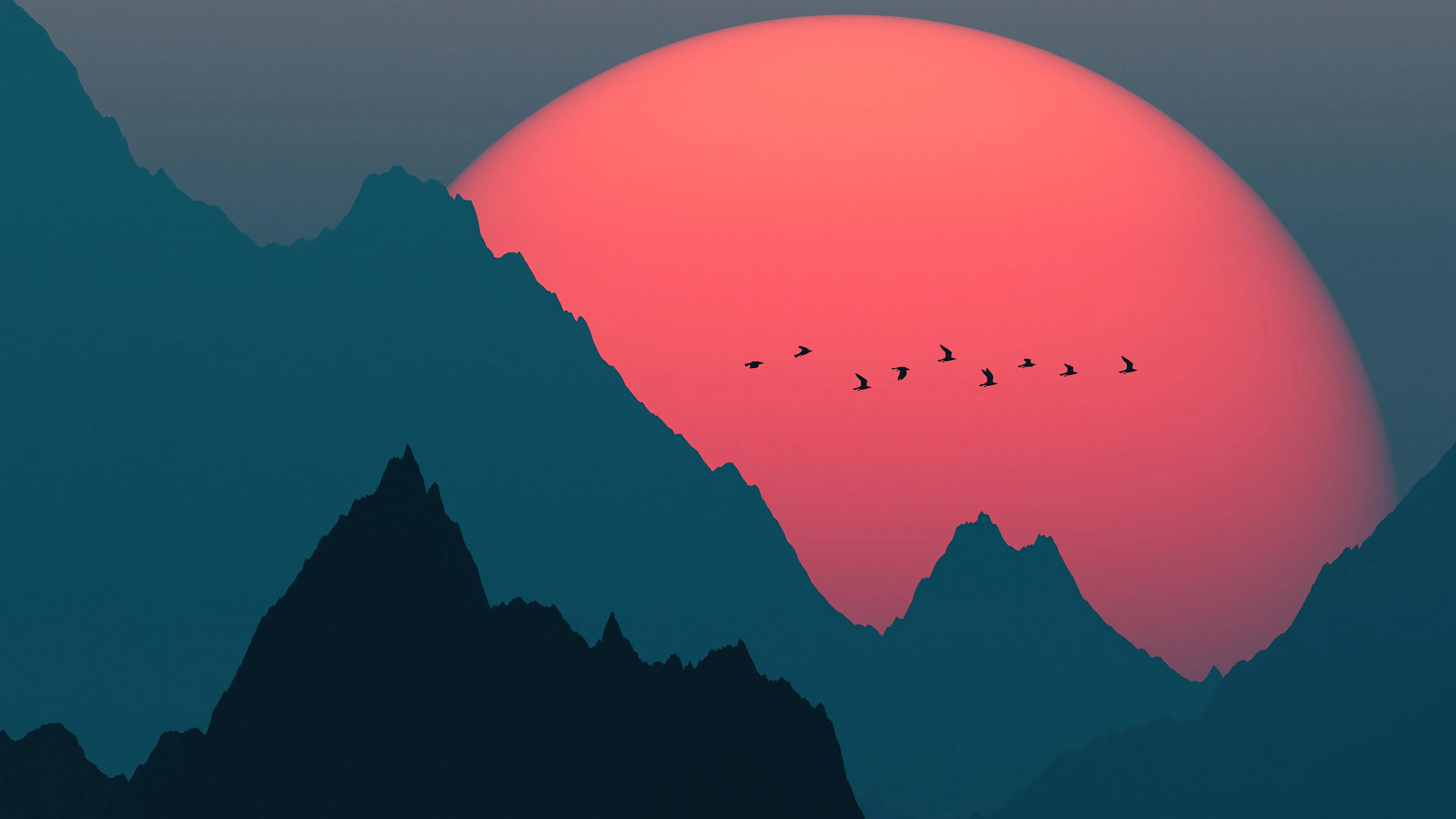 A Silent Migration Across a Crimson Sky picture 1 of 1