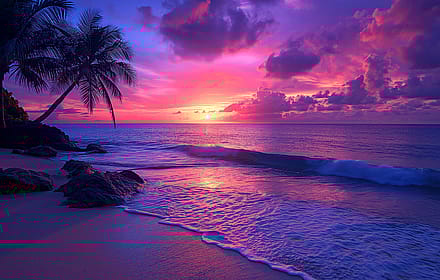 Purple skies and peaceful tides'