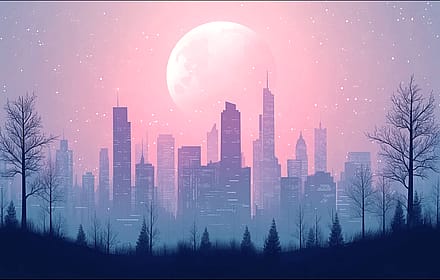 illustration of City Skyline in Night - Series.02'