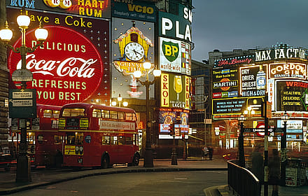 Piccadilly Circus by night, 1965'
