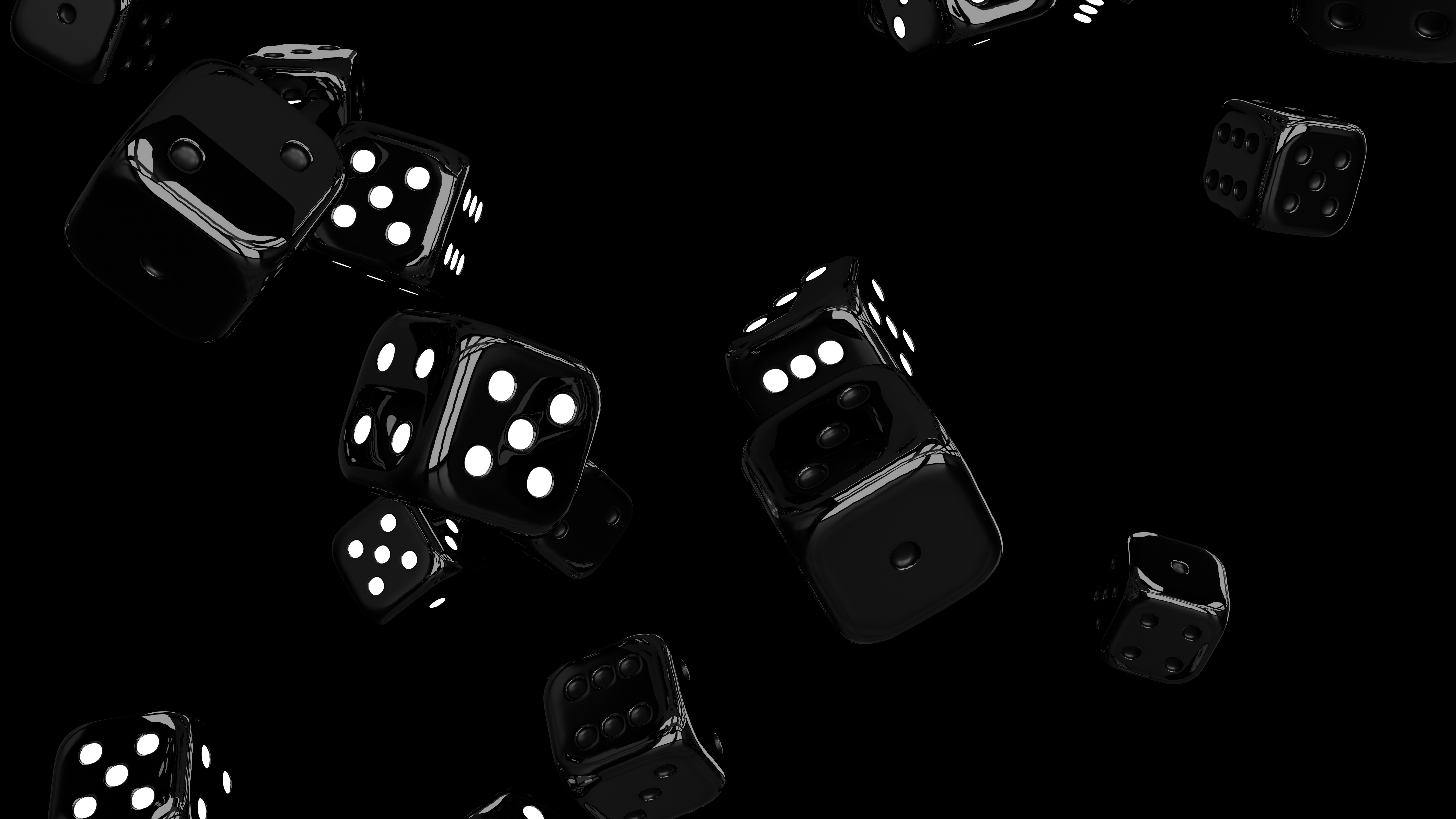 Black 3D Dice 7680x4320 picture 1 of 1