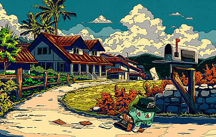 Mailbox, Sunny Day, Bulbasaur by @artdroiiid_ii'