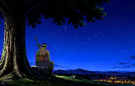 A warrior beneath a starlit sky - Berserk broken guts'