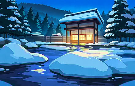 Winter onsen in the snow'