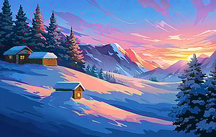 Snowy mountain village'