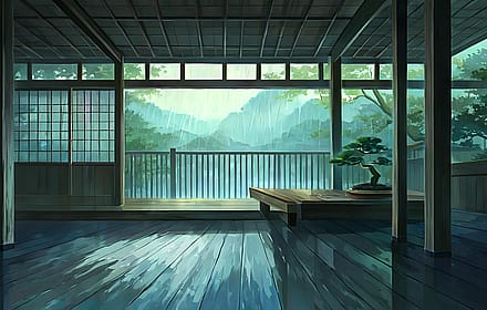 Rainy day on the engawa'