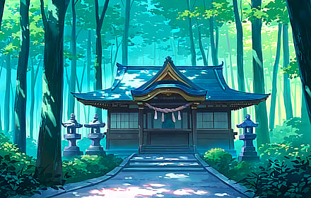 Japanese torii shrine at sunset'