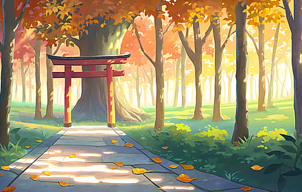 Japanese torii shrine at sunset'