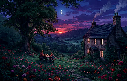 Ghibli style cottage life'